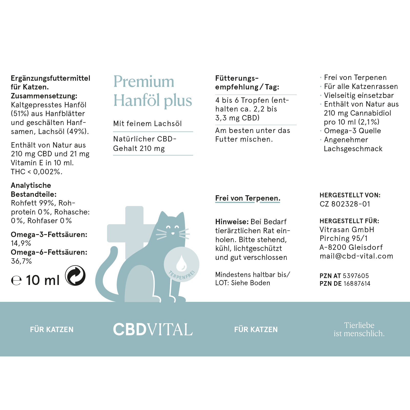 CBD Vital Hanföl für Katzen 10 ml